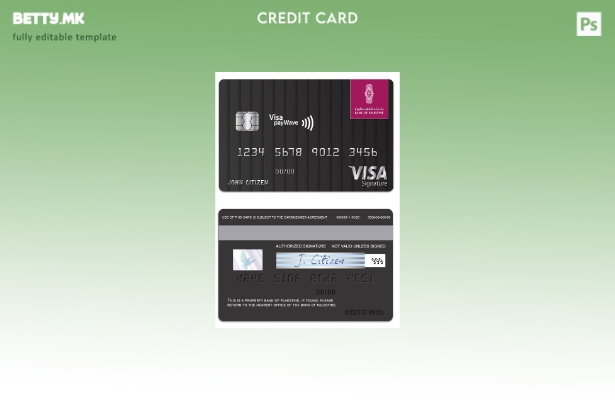 Модерен стил шаблон за картички за потпис за виза на Палестинската државна банка